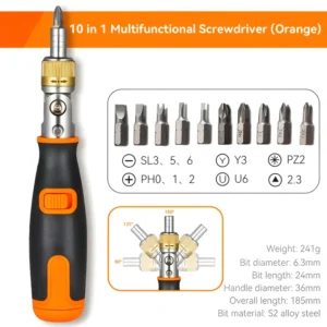 10 in 1 Multi-Angle Ratchet Screwdriver Set – Professional Flexible Tool Kit