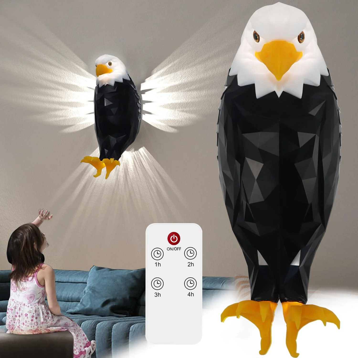 Eagle Wall Lamp – Luxury LED Decor Light (With Remote & Box Packed) - Image 3