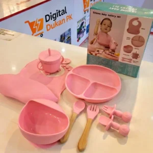 Food Grade Silicone Baby Feeding Set – Complete Tableware Kit (Bowl, Plate, Spoon, Fork, Bib)