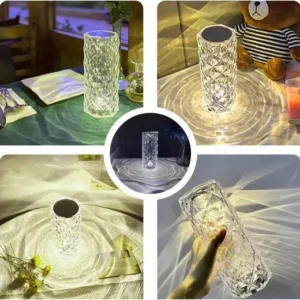 Rechargeable Rose Diamond Table Lamp – 16 RGB Colors (With Wireless Remote)