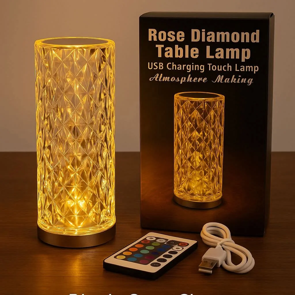 Rechargeable Rose Diamond Table Lamp – 16 RGB Colors (With Wireless Remote) - Image 3