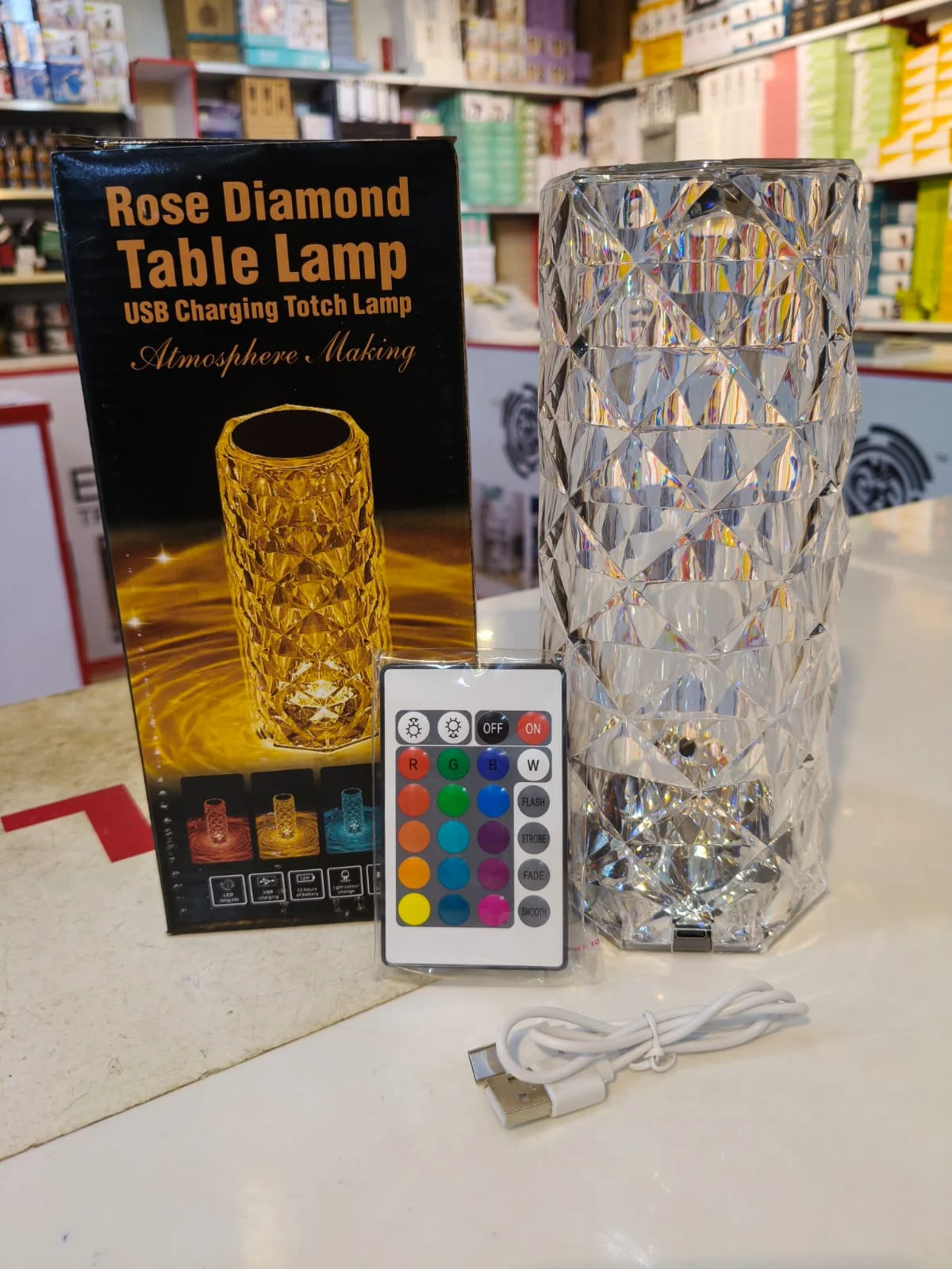 Rechargeable Rose Diamond Table Lamp – 16 RGB Colors (With Wireless Remote) - Image 2