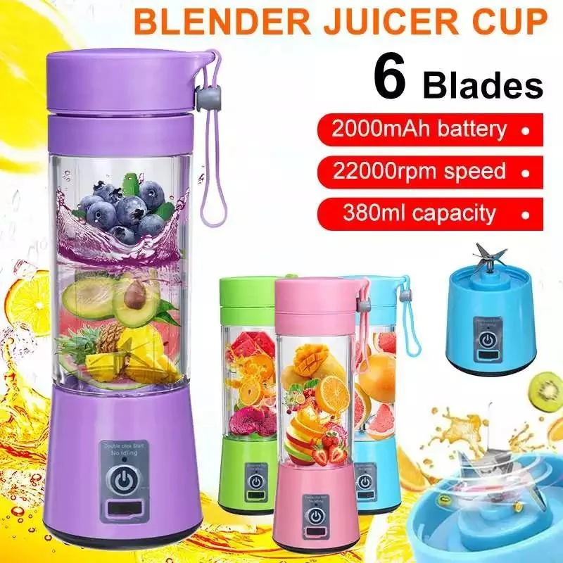 6 Blade Mini Portable USB Juicer Blender – Rechargeable Smoothie Maker (Original Quality) - Image 4